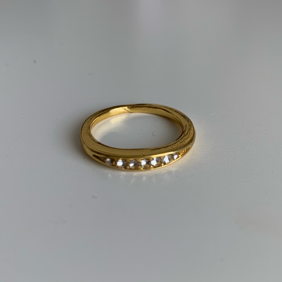 Gold Tone Jeweled Rhinestone Pave Band Ring - Picture 2 of 6